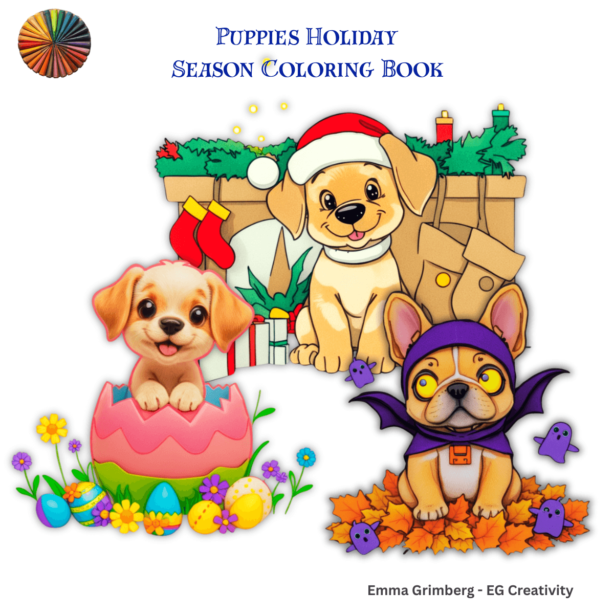 Holiday Puppies - Season Coloring Pages