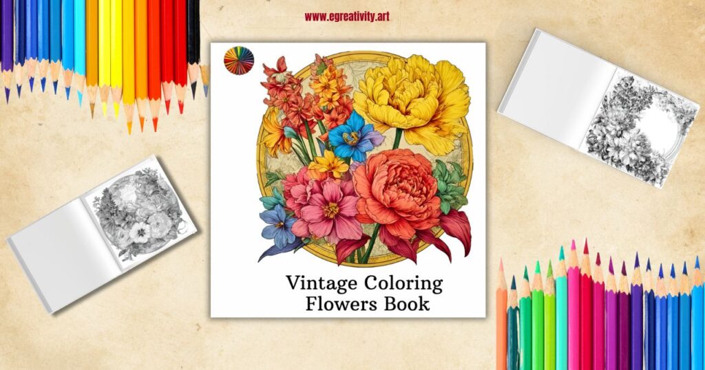 Vintage Printable Flower Coloring Pages (Extended Edition)