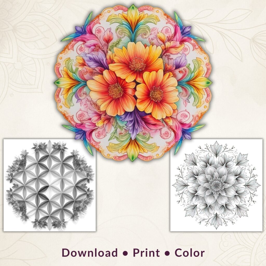 Printable Floral Mandala Coloring Pages