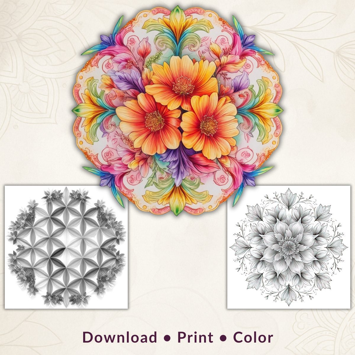 Printable Floral Mandala Coloring Pages