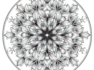 floral mandala B&W
