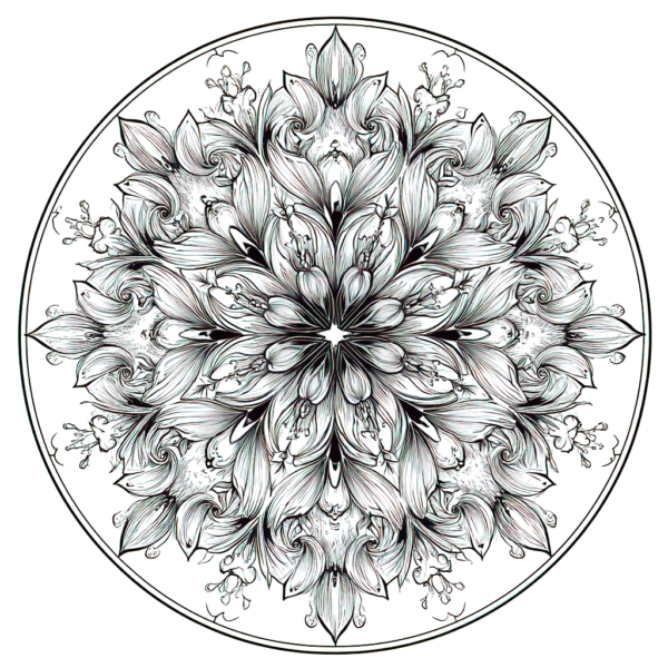 floral mandala B&W