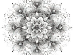 floral mandala B&W