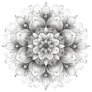 floral mandala B&W