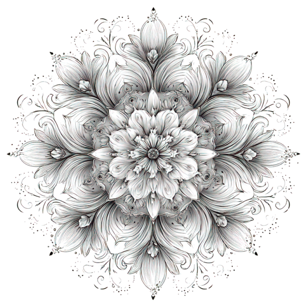 floral mandala B&W