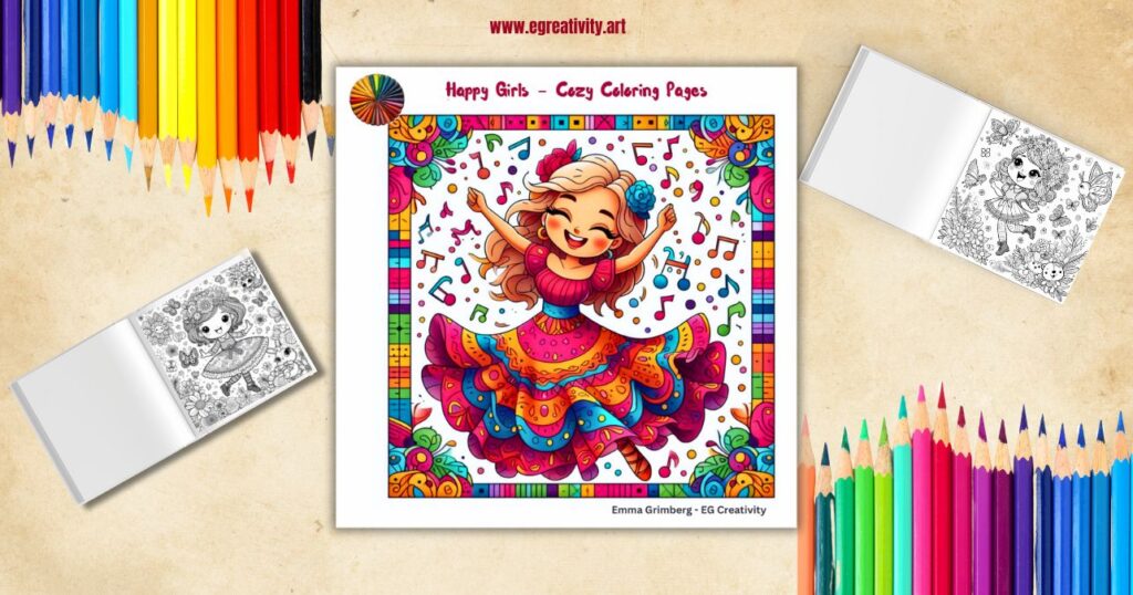 Happy Girls – Cozy Coloring Pages (Extended Edition)