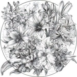 vintage flowers; coloring pages for adults and kids