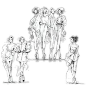Calming Fashion design sketches coloring pages