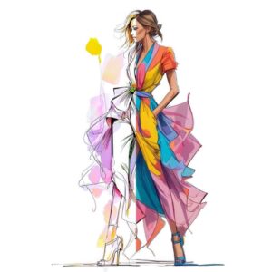 Calming Fashion design sketches coloring pages