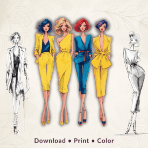 Calming Fashion Design Sketches to Color