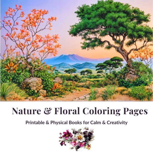 nature and floral coloring book