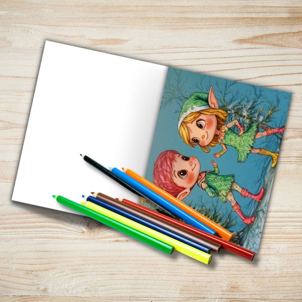 single-sided Christmas Coloring Pages with Elves