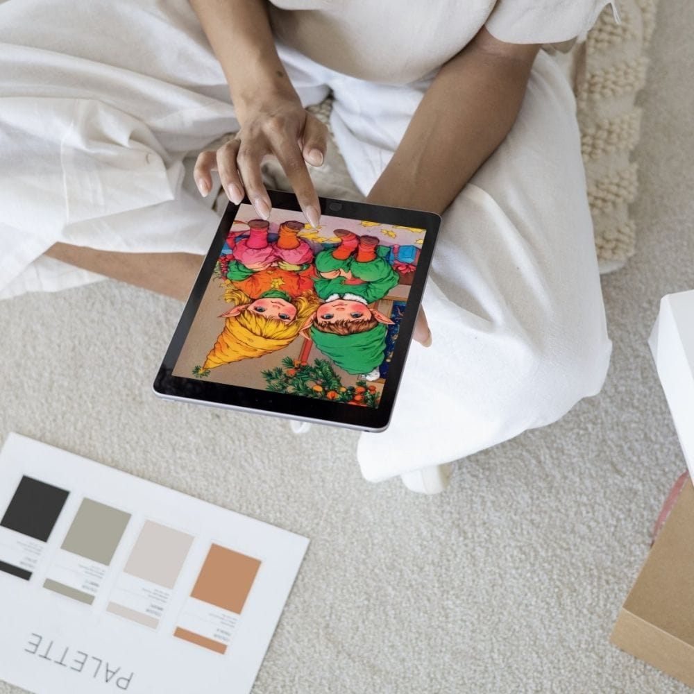 digital Christmas Coloring Pages with Elves