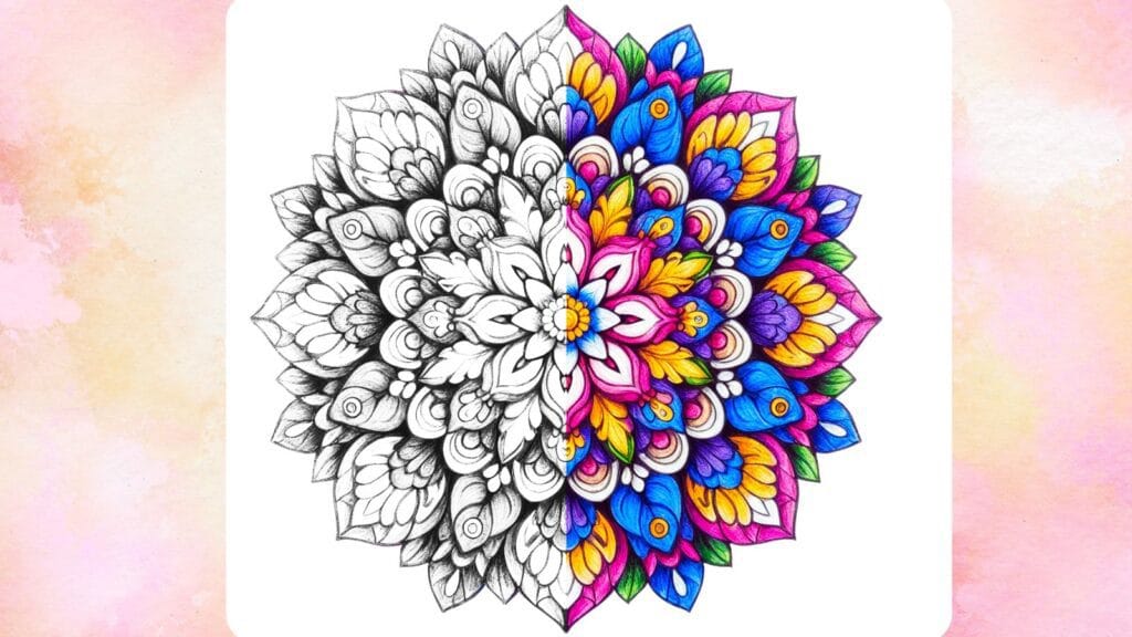 before and after colored mandala