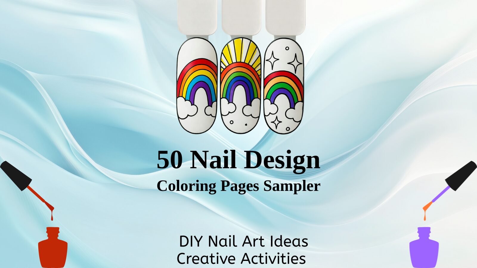 50 Nail Design Coloring Pages Sampler - DIY Nail Art Ideas & Creative Activities