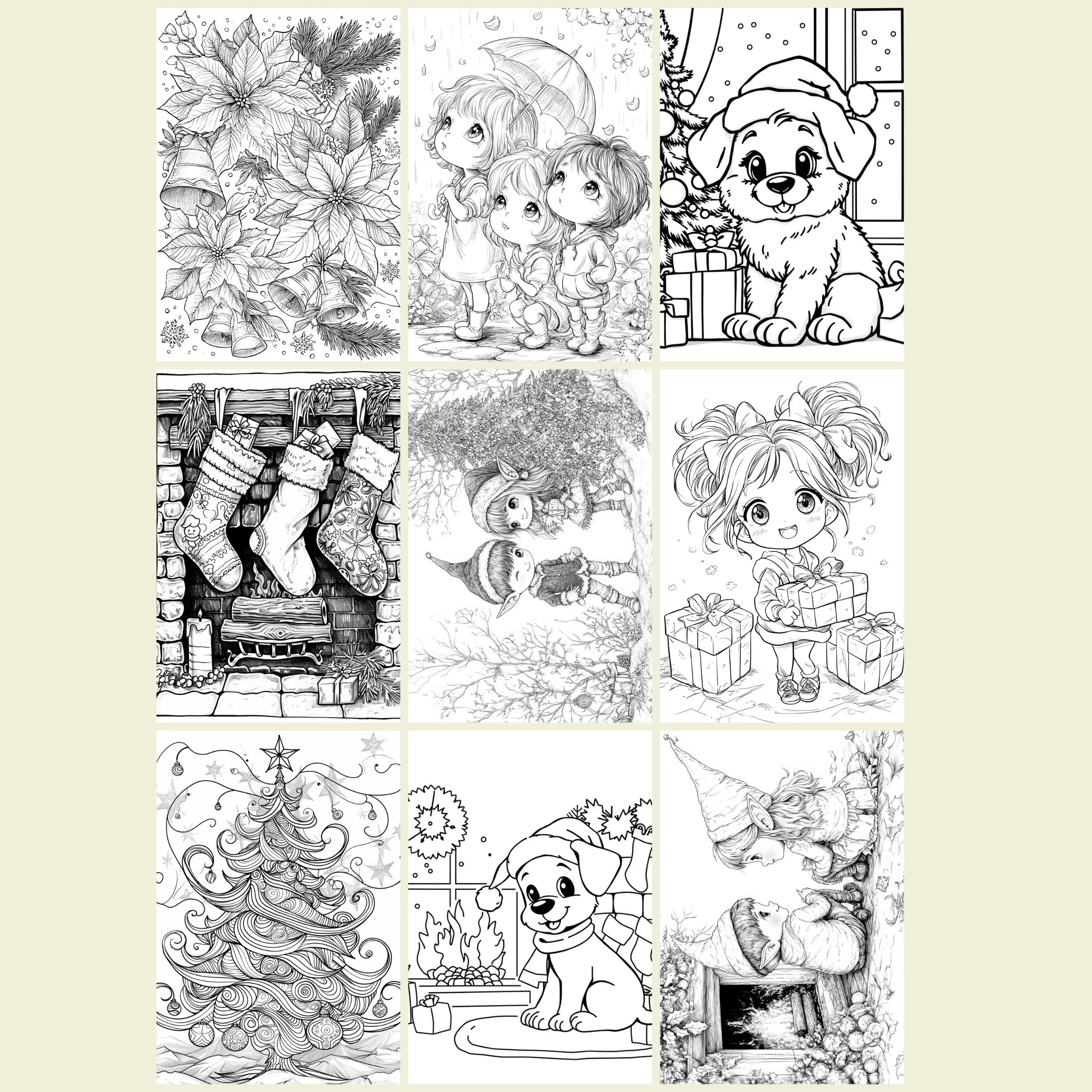 9 Christmas coloring saples