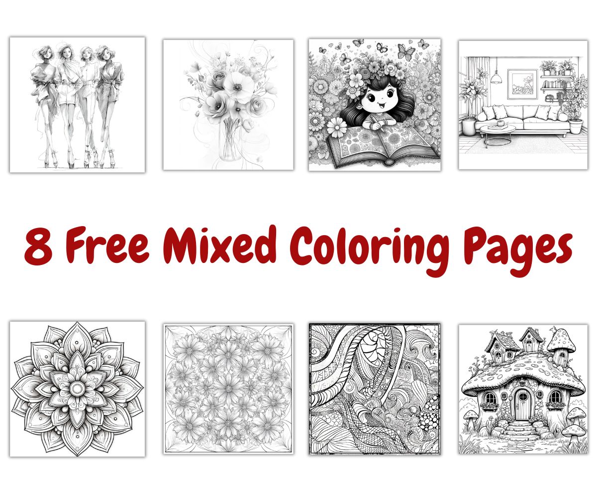 8 free mixed colored pages