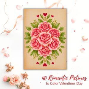Pictures to Color Valentines Day | 40 Romantic Coloring Designs for Kids & Adults