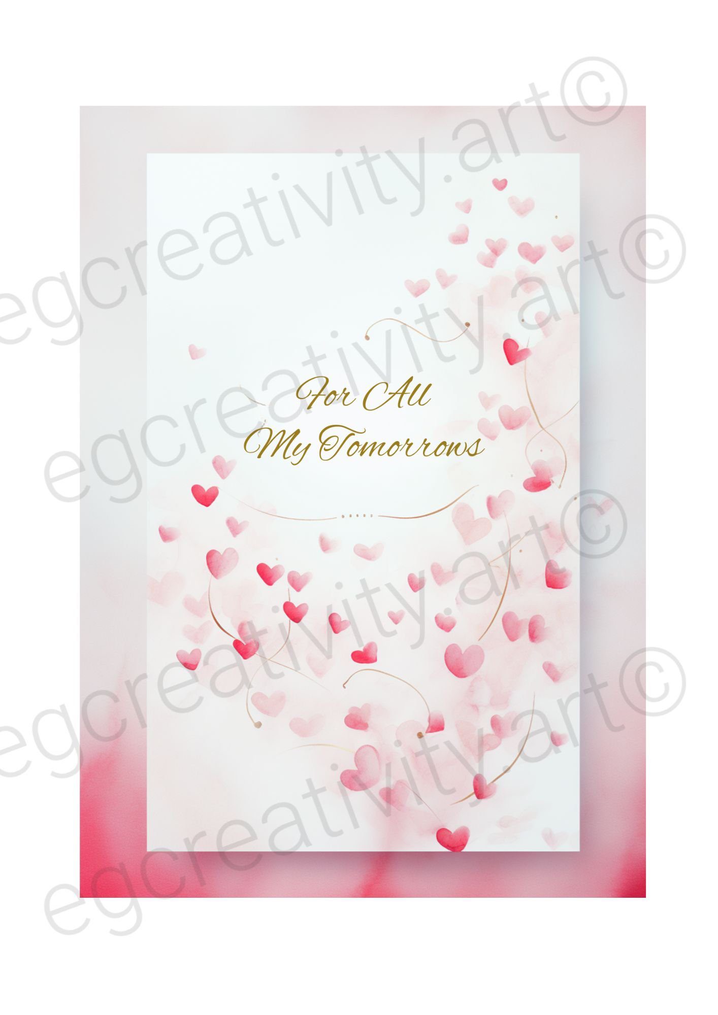 Romantic illustration printable greeting card for Valentine, DIY design