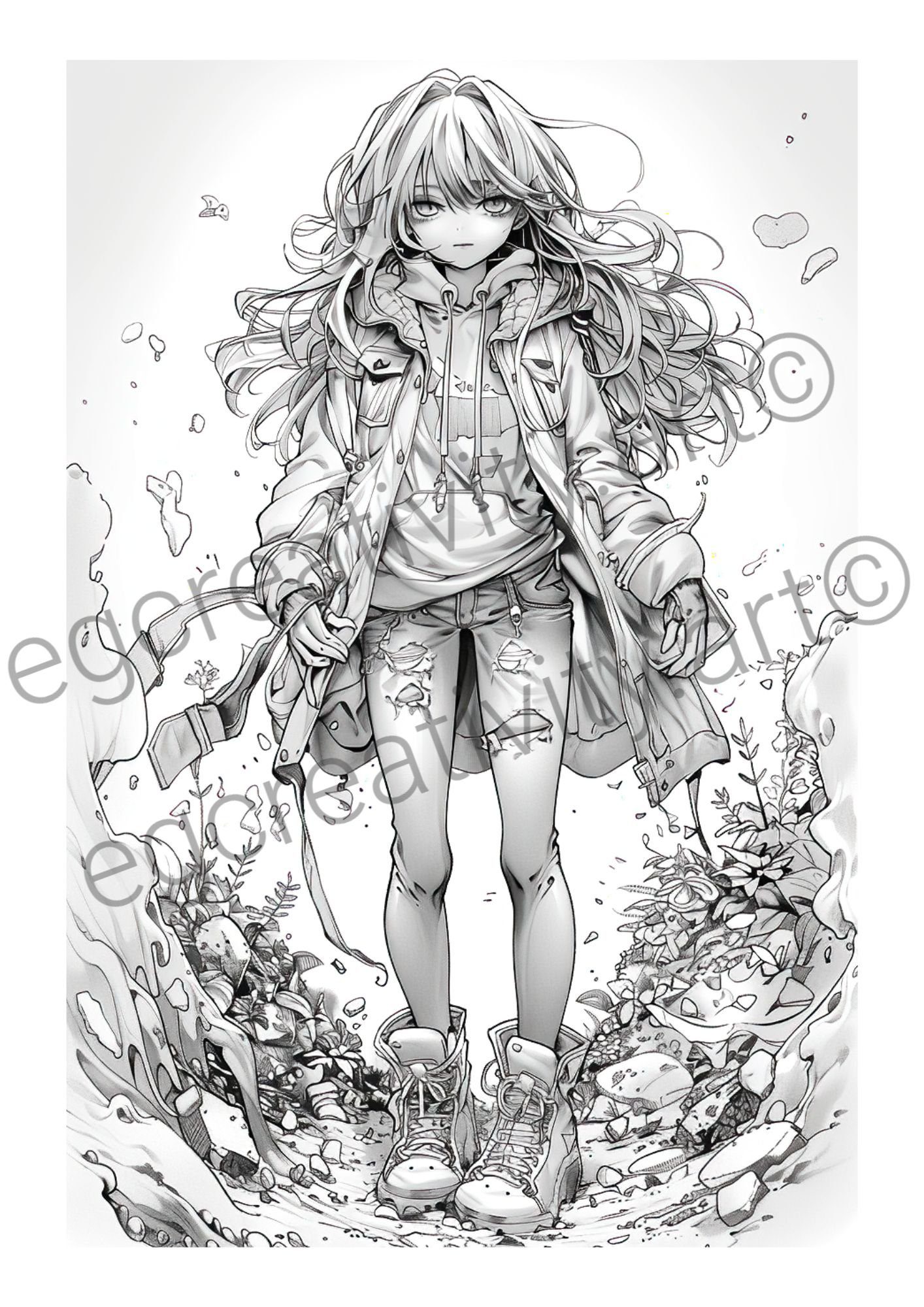 anime character coloring pages teenagers adults kawaii style