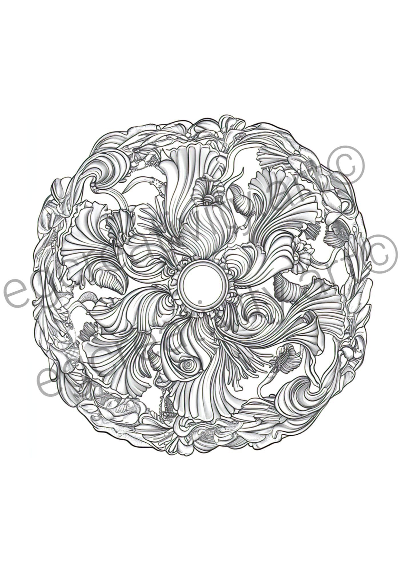 Mandala art coloring pages featuring intricate and detailed mandala patterns