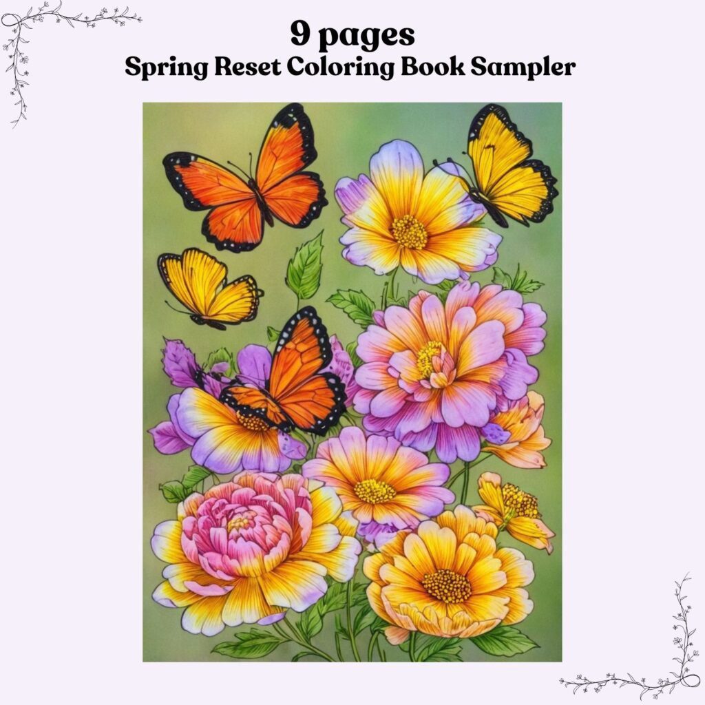 Spring Reset Coloring Sampler – 9 Pages of Calm and Hope