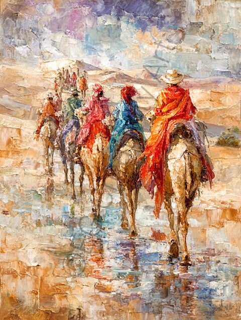 Camel Caravan Oil Paint Prints Sampler