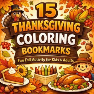 15 Thanksgiving Coloring Bookmarks - Fun Fall Activity for Kids & Adults