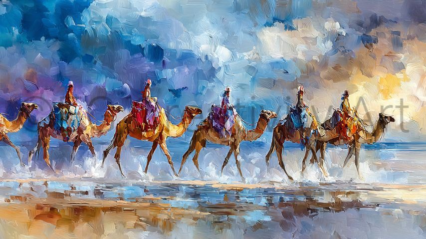 Camel Caravan Oil Paint Prints Sampler