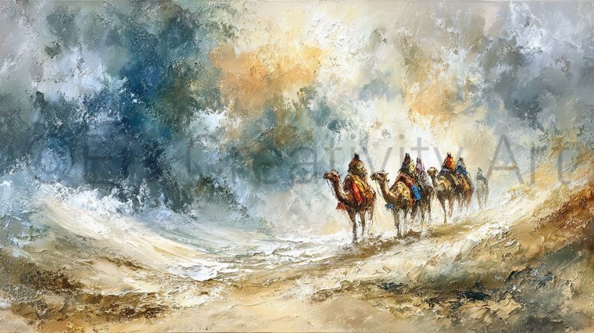 Camel Caravan Oil Paint Prints Sampler