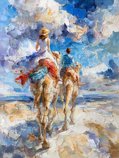 Camel Caravan Oil Paint Prints Sampler