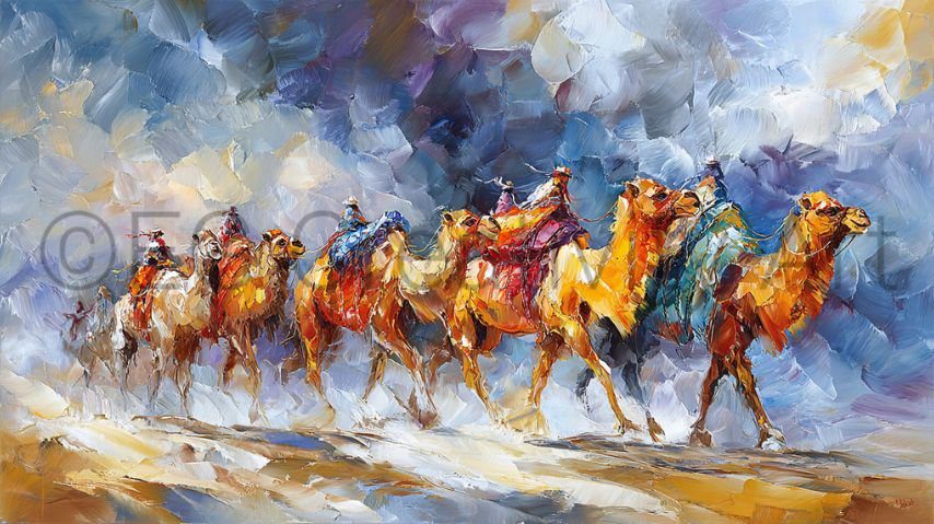 Camel Caravan Oil Paint Prints Sampler