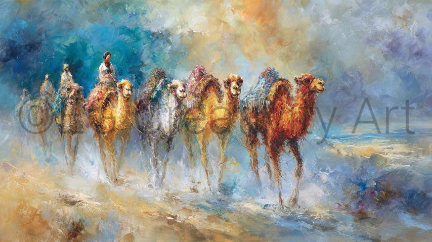 Camel Caravan Oil Paint Prints Sampler