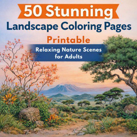 50 printable landscape coloring pages for adults. Print & color nature scenes.