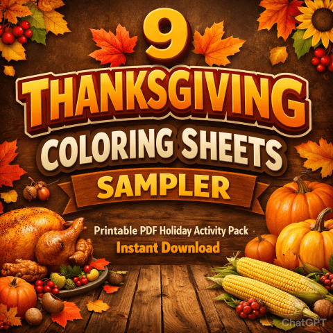 Thanksgiving printable coloring pages PDF
