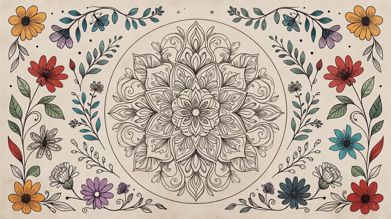 EG CREATIVITY ART - Beautiful mandala and nature coloring book page illustration
