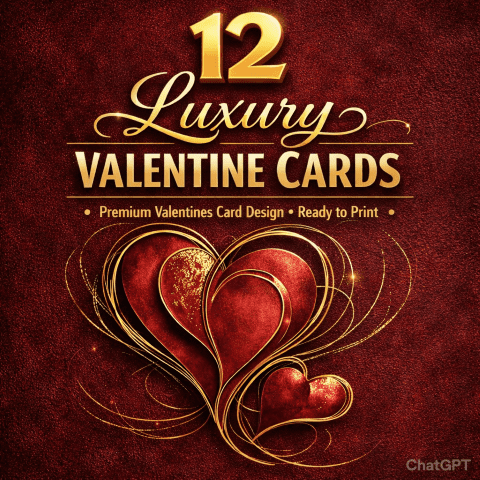 12 Luxury Valentine Cards – Dark Velvet, Screen-Free Gift