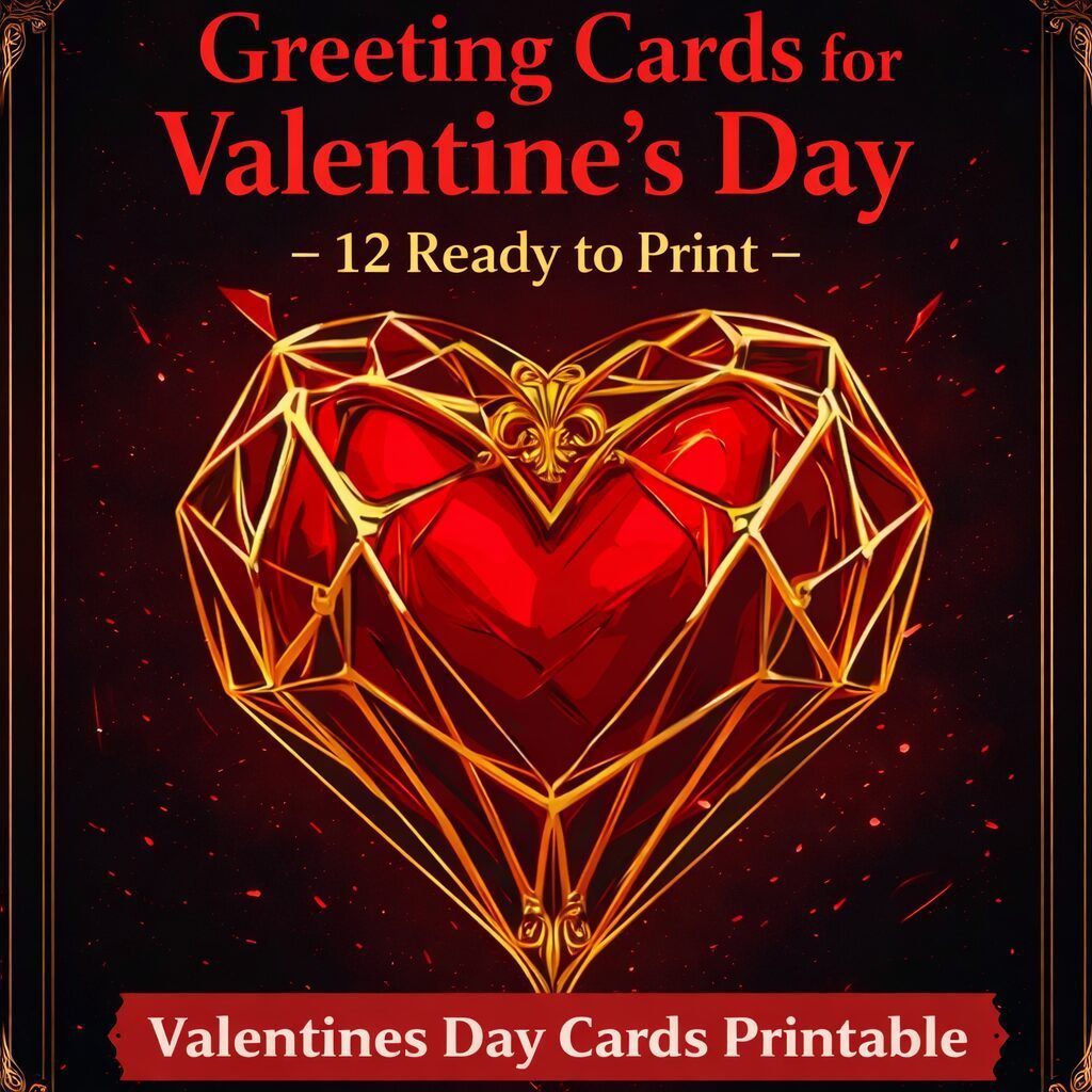 12 Premium Valentine Cards – Elegant Screen-Free Gifting