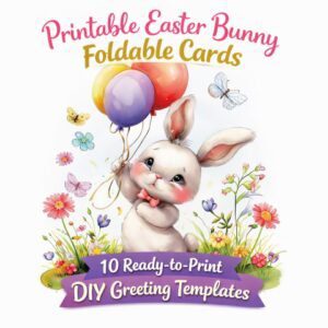 Easter Bunny Printable Cards - 10 Foldable Ready-to-Print DIY Greeting Templates