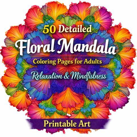 Detailed floral mandala coloring page sample for relaxation - floral mandala coloring pages PDF