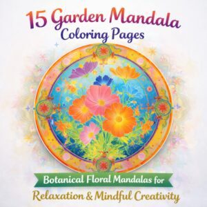 15 Garden Mandala Coloring Pages – Botanical Floral Mandalas for Relaxation & Mindful Creativity