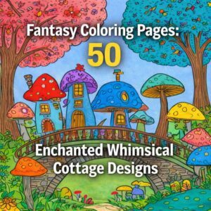 Fantasy Coloring Book Pages: 50 Enchanted Whimsical Cottage Designs